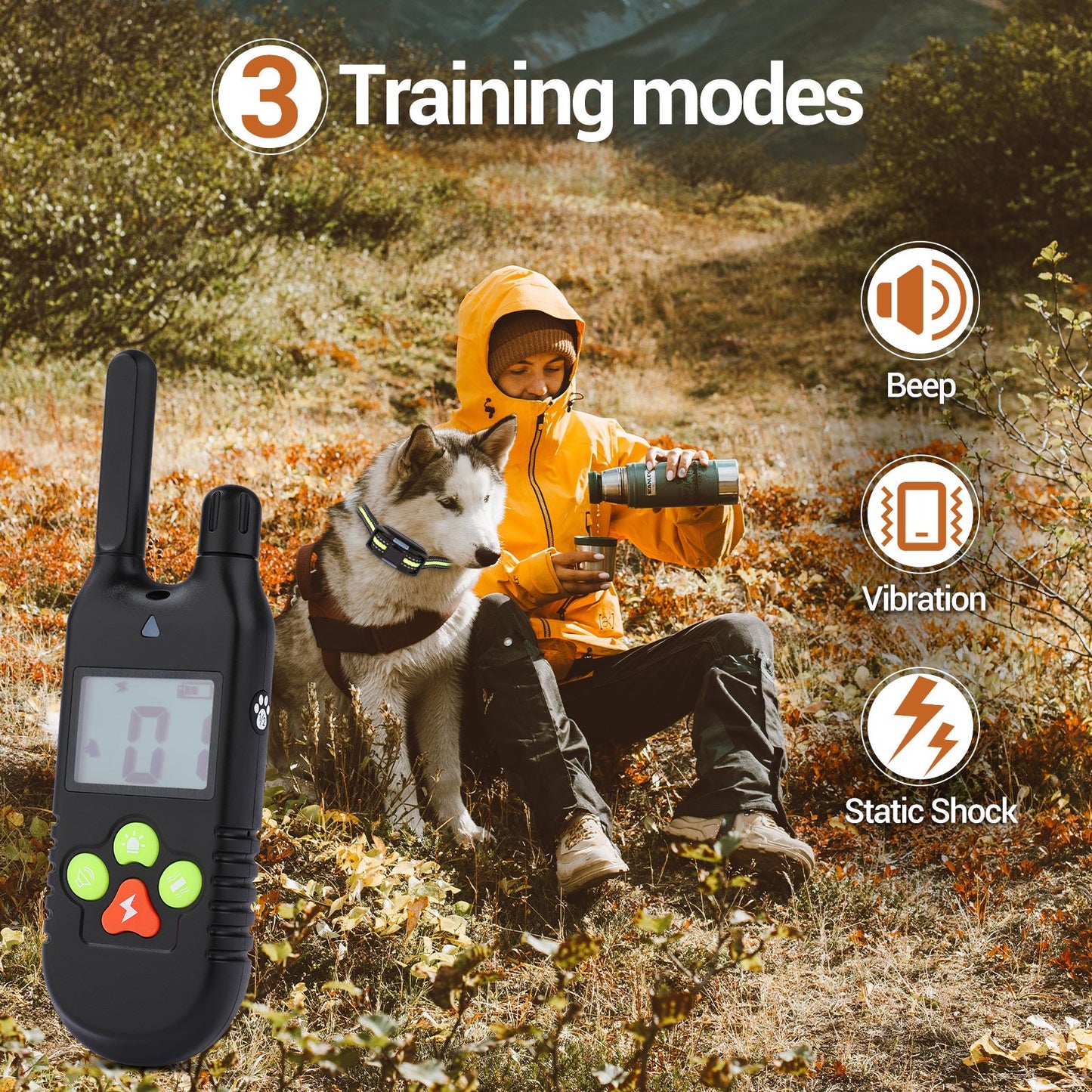 Dog Training Collar, Shock Collars for Dogs with Remote Rechargeable Waterproof Collar, 3 Training Modes, Beep Vibration and Shock,2600Ft Remote Range, Dog Bark Collar for Small Medium Large Dogs