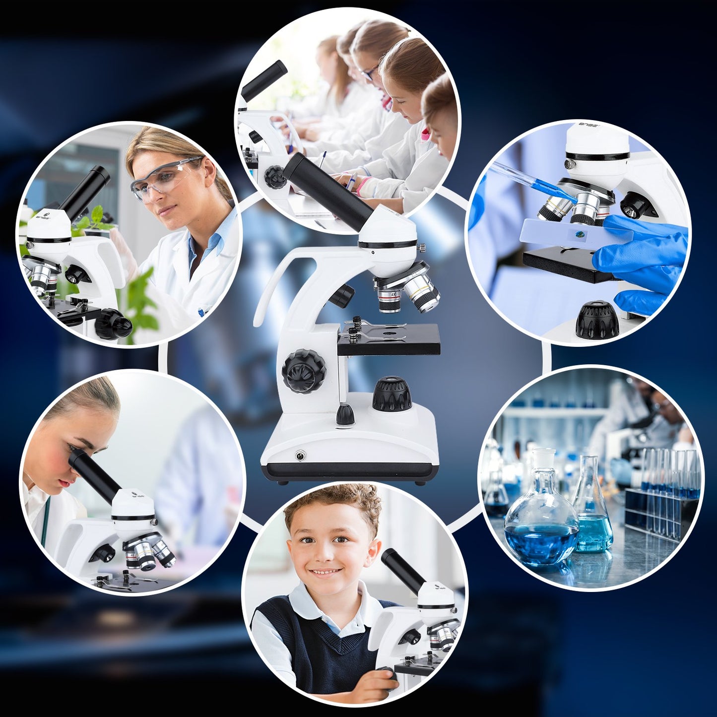 LAKWAR 100X-2000X Microscopes for Kids Students Adult,with Microscope Slides Set, Phone Adapter, Powerful Biological Microscopes for School Laboratory Home Education