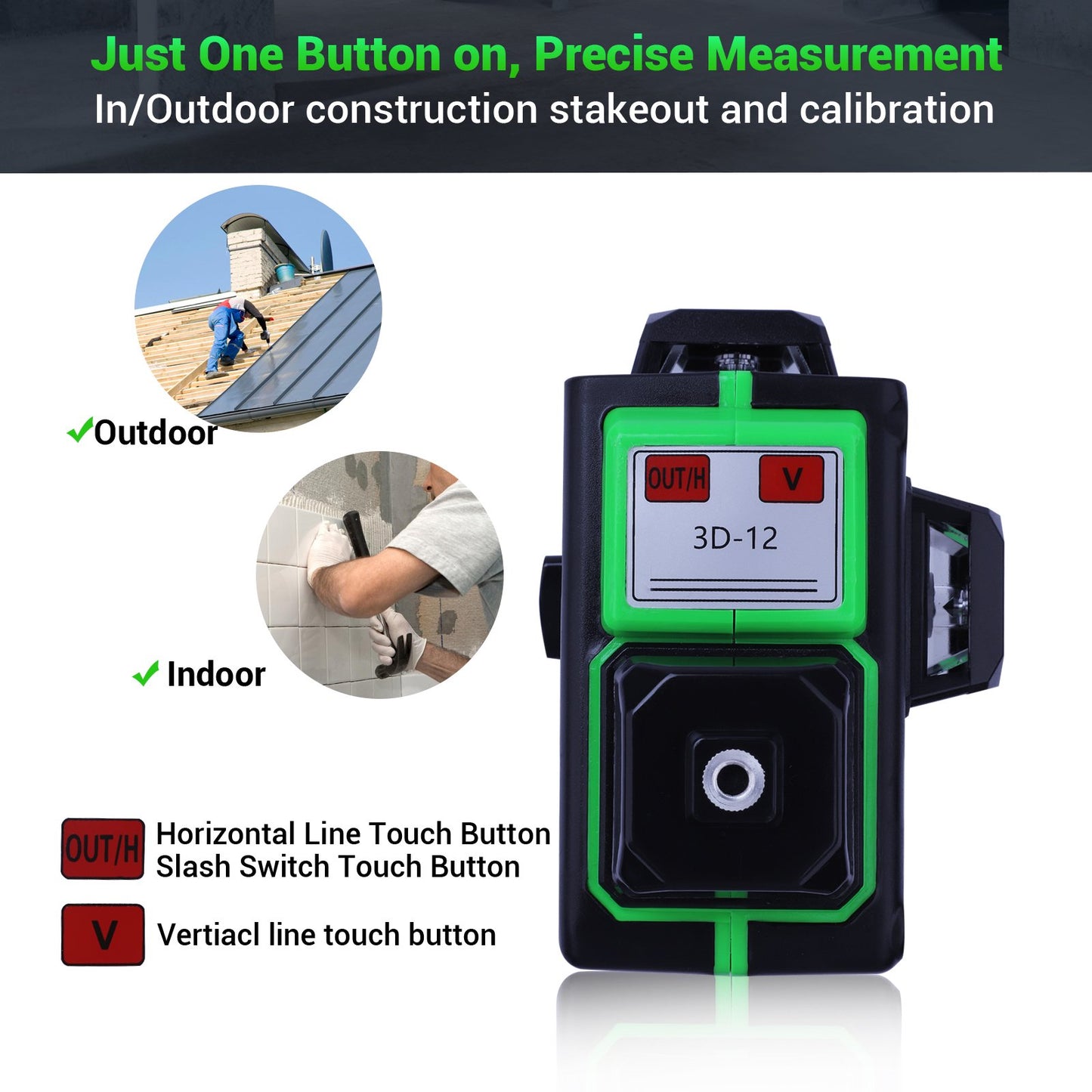 LAKWAR Laser Level,Green 12 Line Laser Levels Self Leveling,3x360 Rotary Laser Level,IP54 Laser Spirit Levels Self/Manual Leveling with Rotary base,Carrying Pouch for Construction,Home Renovation