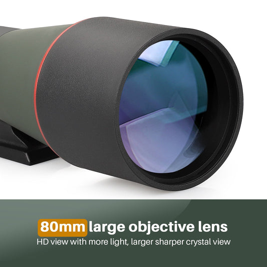 LAKWAR 20-60x 80mm Spotting Scope with Tripod for Target Shooting,Bird Watching, Bak 4 FMC Lens,Green