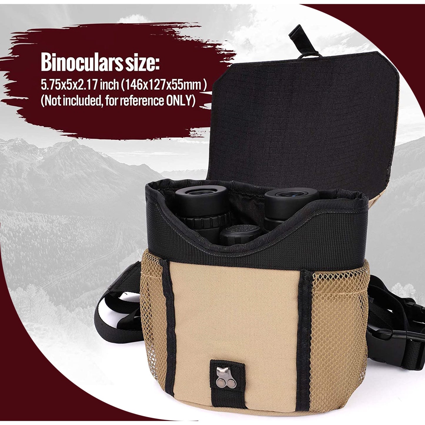 LAKWAR Binocular Bag Case with Harness Durable Lightweight Portable Comfortable Binoculars Chest Pack Bag for Hiking, Hunting