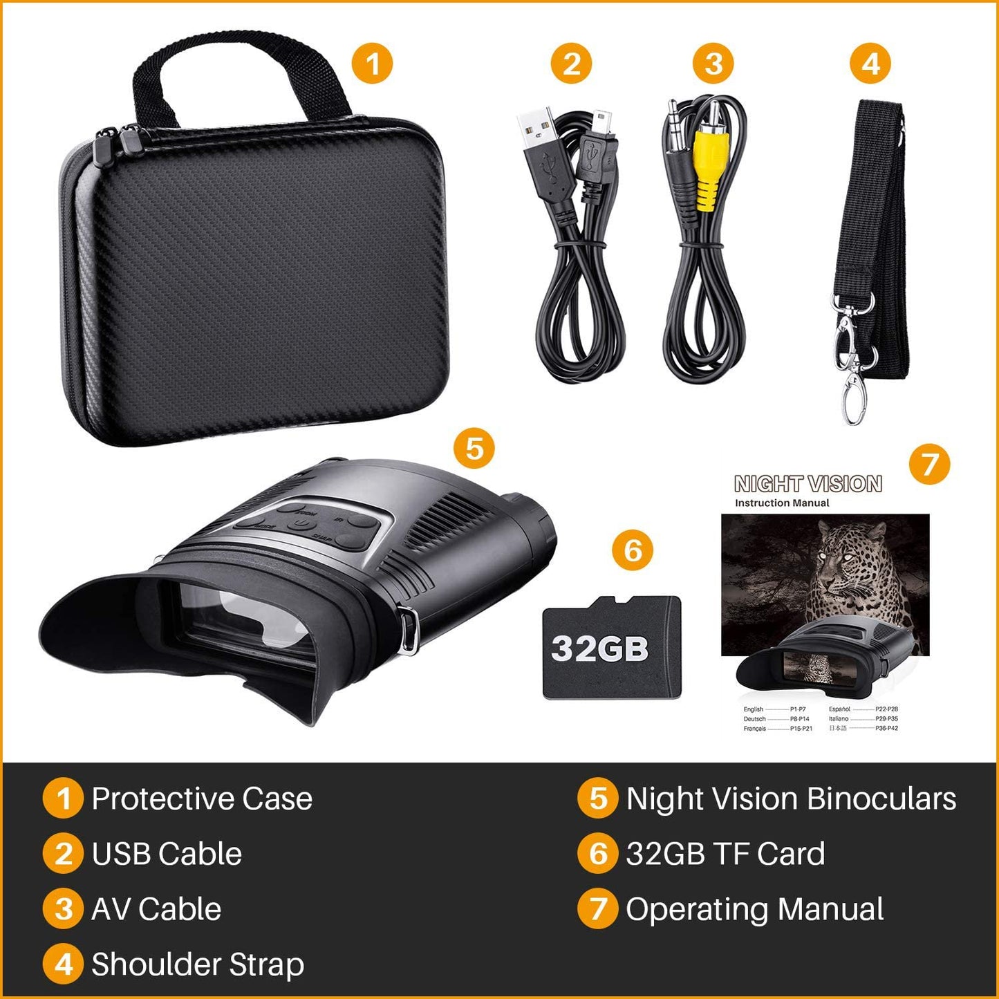 Night Vision Goggles -Night Vision Binoculars for Adults, 3.3'' Large Screen Binoculars can Save Photo and Video with 32GB Memory