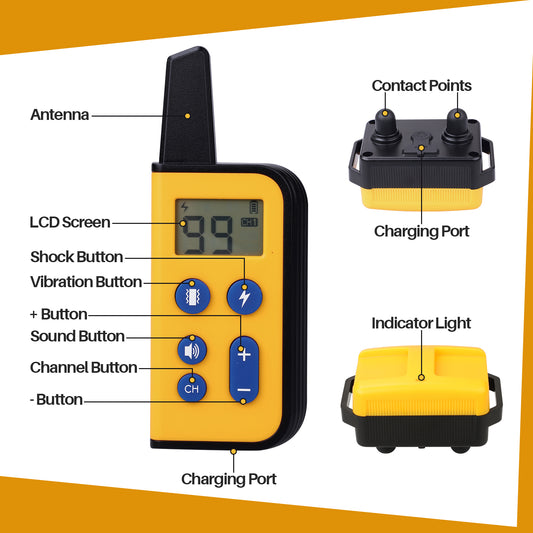 LAKWAR Dog Training Collar with Remote Rechargeable Waterproof Shock Collar, 3 Training Modes, Beep Vibration and Shock, Up to 1000Ft Remote Range, Dog Training Collar for Small Medium Large Dogs