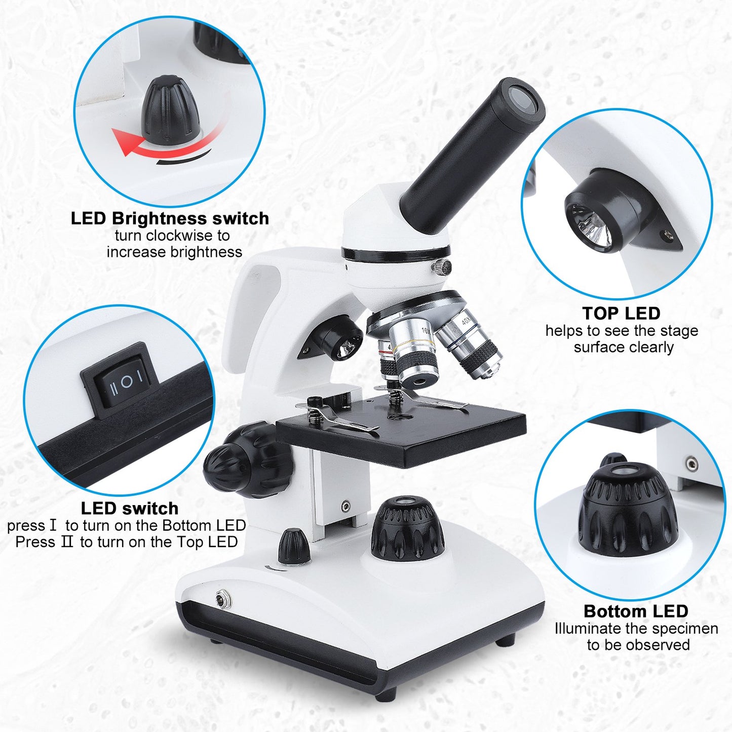 LAKWAR 100X-2000X Microscopes for Kids Students Adult,with Microscope Slides Set, Phone Adapter, Powerful Biological Microscopes for School Laboratory Home Education