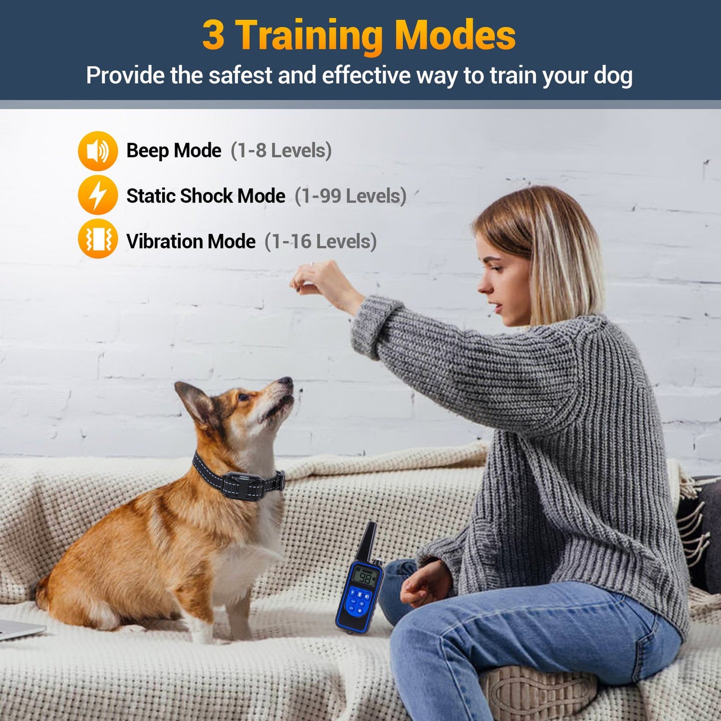 Dog Training Collar 2 Receiver, Shock Collars for Dogs with Remote Rechargeable Waterproof Collar, 3 Training Modes, Beep Vibration and Shock,2600Ft Remote Range, for Small Medium Large Dogs