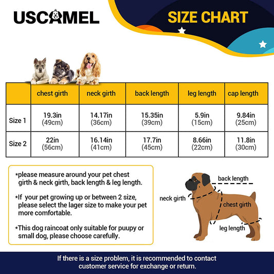 LAKWAR Dog Raincoat with Harness Hole and Reflective Pattern, Pet Hooded Rain Jacket for Small Medium Dogs,S