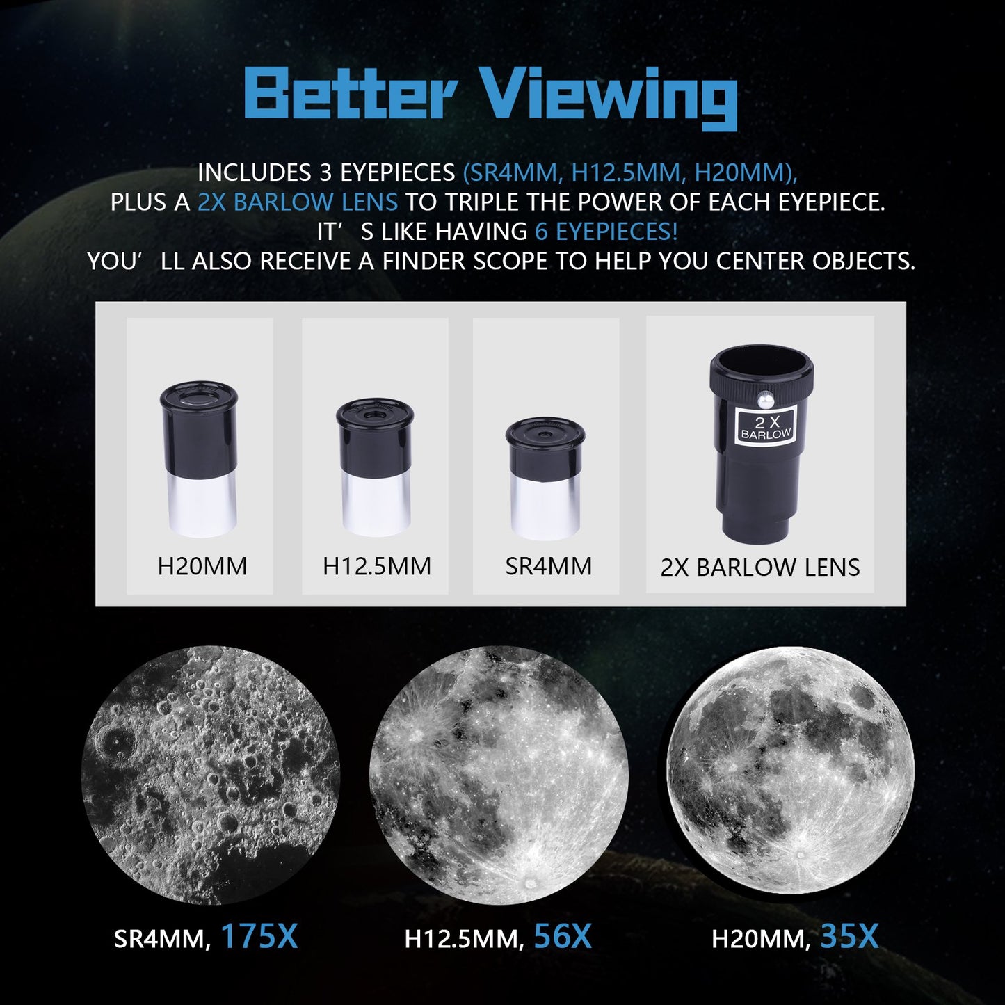 LAKWAR Telescope for Beginners, Kids, Adults, 700mm/76mm Starter Scope Astronomical Reflector Telescope with Tripod, Wire Shutter, Phone Adapter, Black