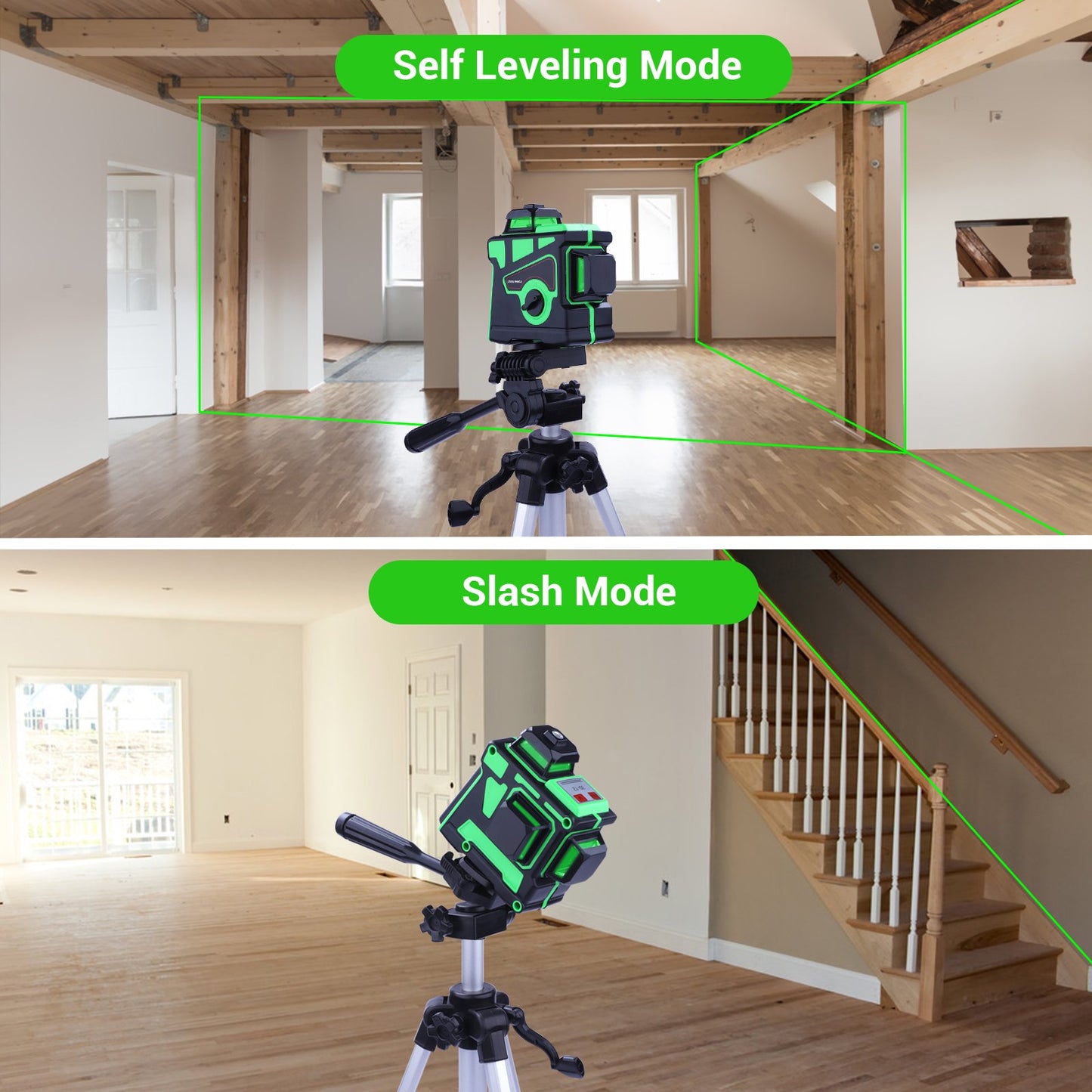LAKWAR Laser Level,Green 12 Line Laser Levels Self Leveling,3x360 Rotary Laser Level,IP54 Laser Spirit Levels Self/Manual Leveling with Rotary base,Carrying Pouch for Construction,Home Renovation