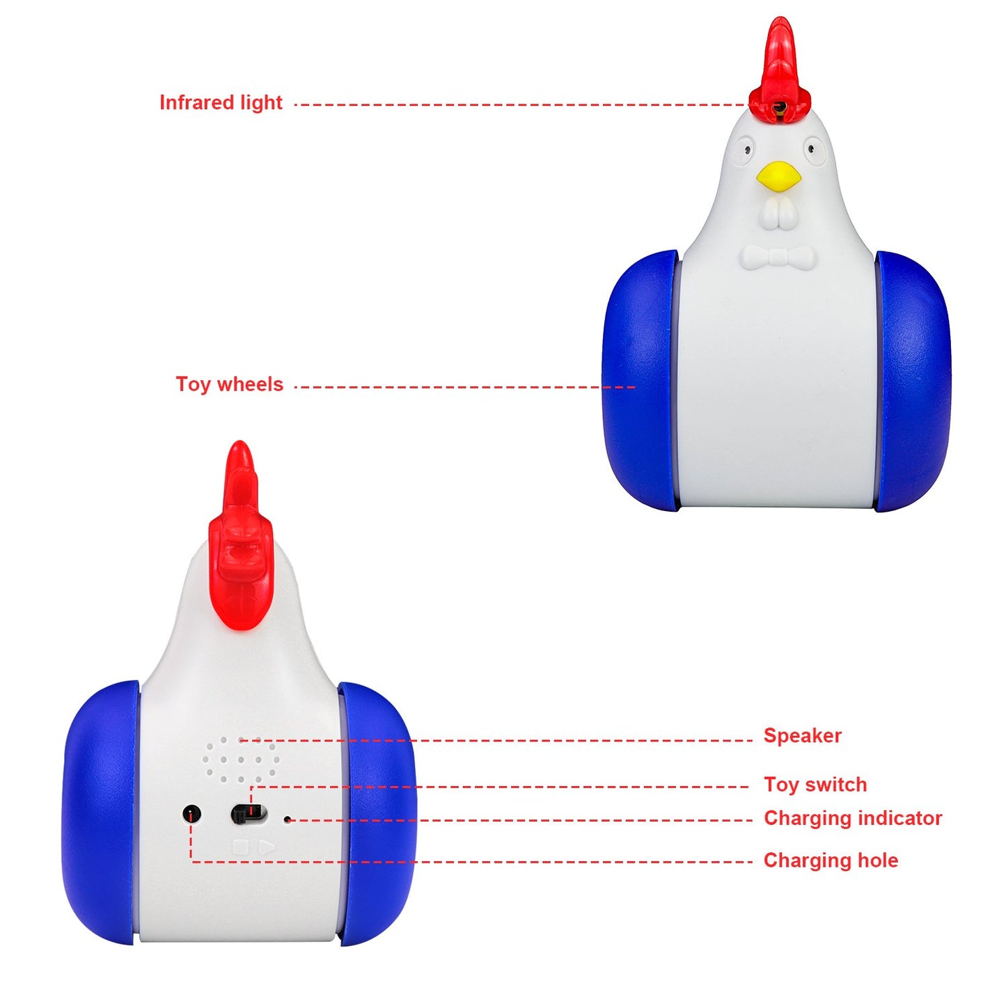 LAKWAR Cat Teaser Toy, Multifunctional Interactive Cat Laser Toy, Indoor, Squeaking, Cat Calling, Self-Weight Balance, Touch Sensor, Recharge, Movable, Healthy and Safe