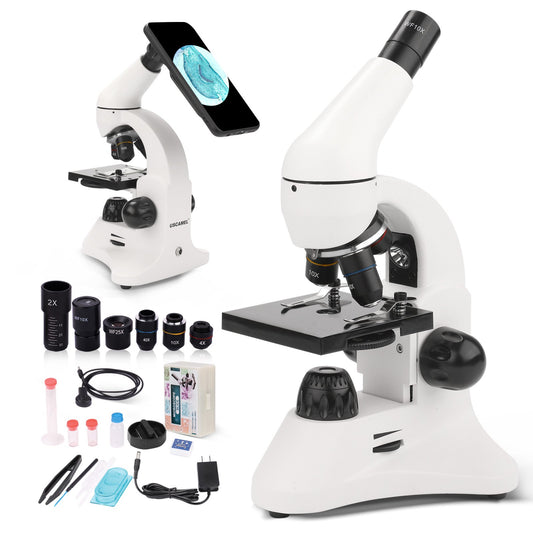 LAKWAR Microscope,40X-2000X Compound Microscopes for Adult Kids Students, Science Mircoscope with Prepared Slides Phone Adapter for Home school Lab