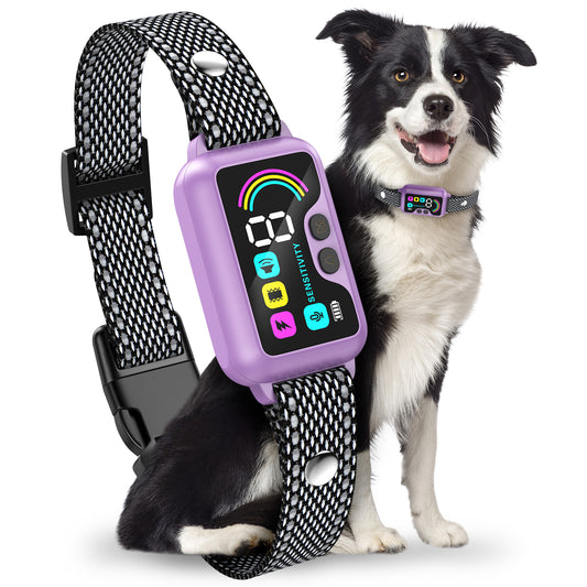 LAKWAR Bark Collar for Large Medium Small Dogs-7 Training Mode-No Bark Collar,Rechargeable Anti Barking Training Collar with 8 Adjustable Sensitivity,Bark Shock Collar with Beep,Purple