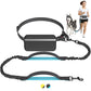 Hands Free Dog Leash for Running Jogging Walking with Zipper Pouch, Retractable Bungee Dog Leash Belt with Dual Padded Handles for Large/Medium Dogs, Adjustable Reflective Waist Belt