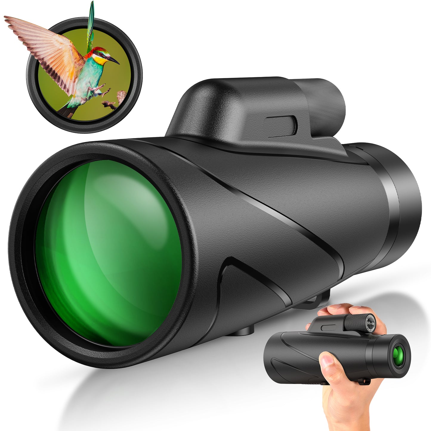 LAKWAR Monocular Telescope High Power 12x50 Monoculars Scope Compact Waterproof Fogproof Shockproof with Hand Strap for Adults Kids Bird Watching Hunting Camping Hiking Travling Wildlife Secenery