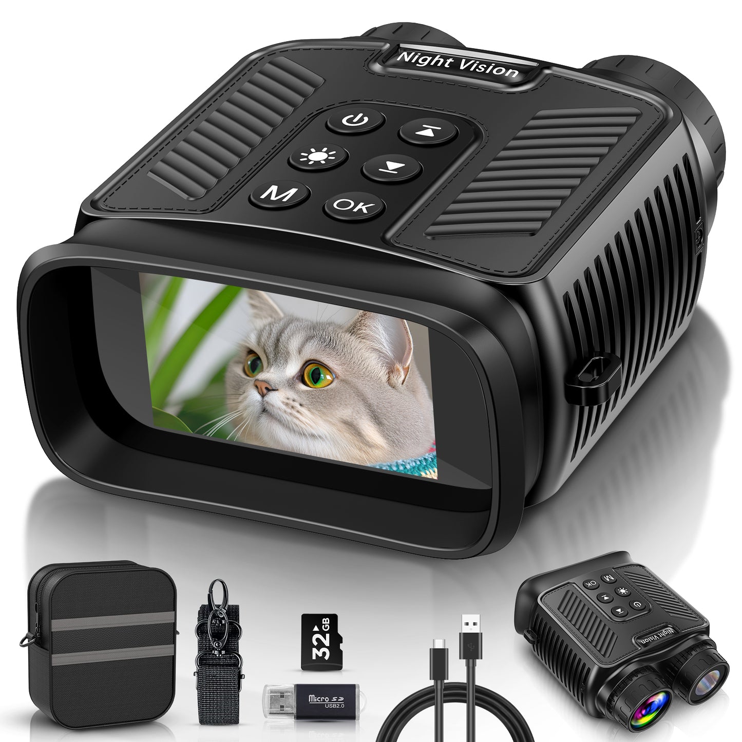 LAKWAR 8X Night Vision Binoculars for Total Darkness with 32G TF Card Infrared Digital Night Vision Binocular with Large Viewing Screen Hunting Binoculars for Day and Night