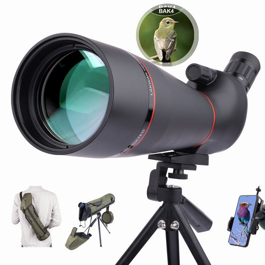 LAKWAR Spotting Scope,20-60X80 BAK4 FMC Fieldscope with Tripod Phone Adapter Bag for Hunting Target Shooting Wildlife Scenery,Black