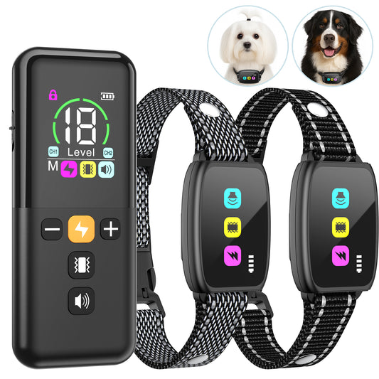 Dog Training Collar with Remote 2 Collars-Beep Collar for Dogs with 8 Sound Options Shock Vibration 2600ft Remote Control Safe Keyboad Lock