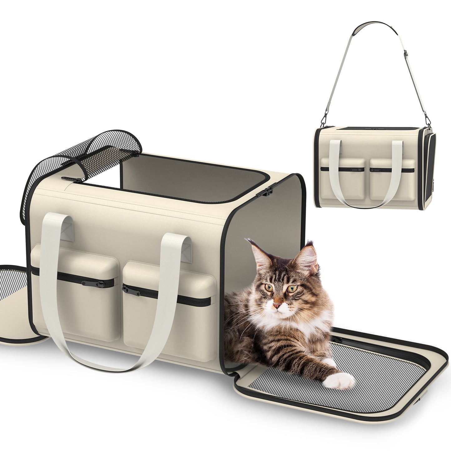 LAKWAR Cat Carrier Airline Approved-Pet Carrier for Small Medium Pet Up to 20 Lbs, Soft-Sided Cat Bag Portable Foldable Collapsible Travel Cat Dog Carrier