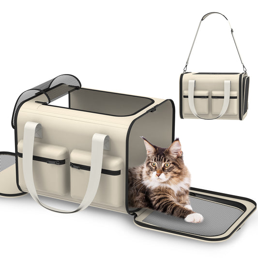 LAKWAR Cat Carrier Airline Approved-Pet Carrier for Small Medium Pet Up to 20 Lbs, Soft-Sided Cat Bag Portable Foldable Collapsible Travel Cat Dog Carrier