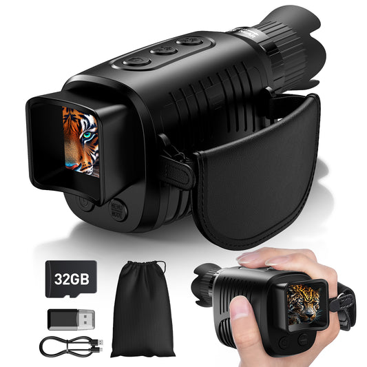 Night Vision Monocular, LAKWAR Infrared Digital Night Vision Scope for Hunting, 10X Zoom Save Photos & Video for Adults Hunting Camping, 32G Card