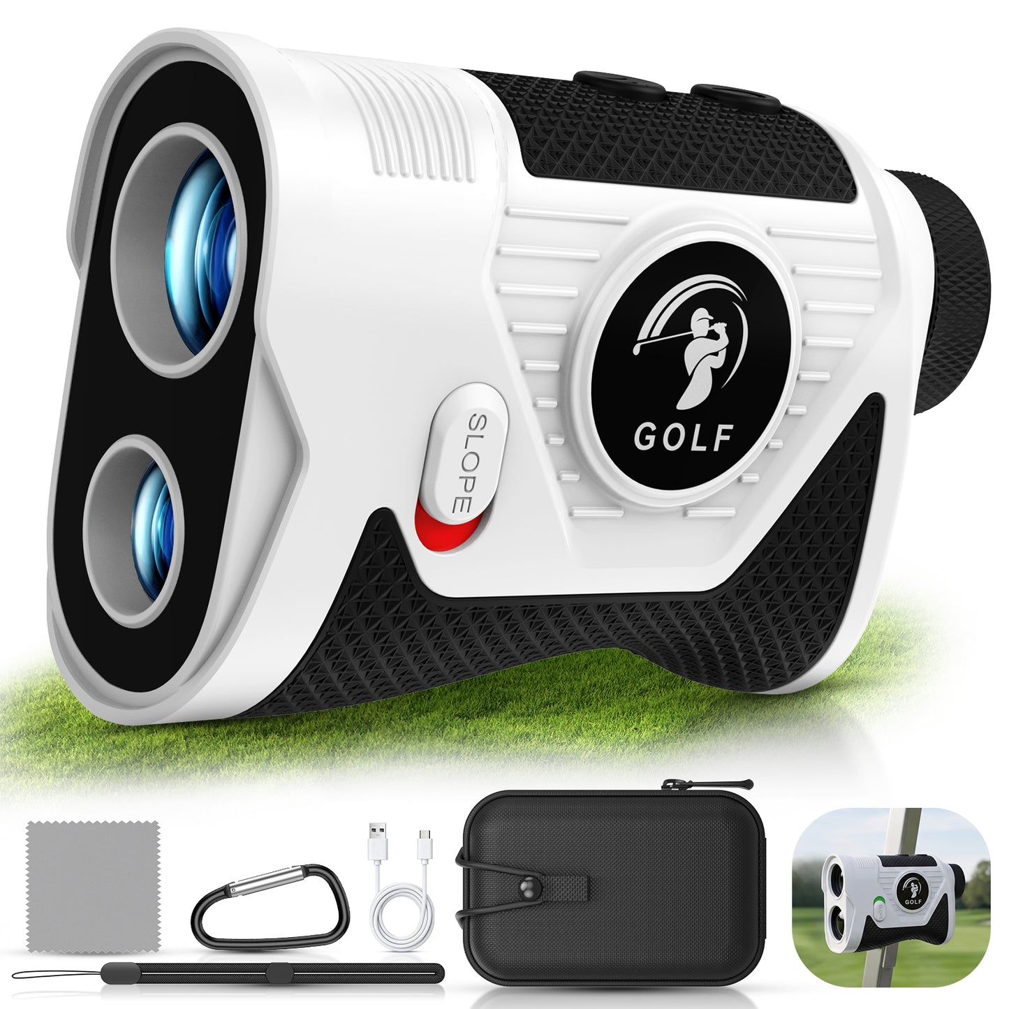Golf Rangefinder with Slope - 1200Yards 7X Magnification with Flag Pole Locking Vibration, Rechargeable Battery with Magnet Stripe, Golf Accessories