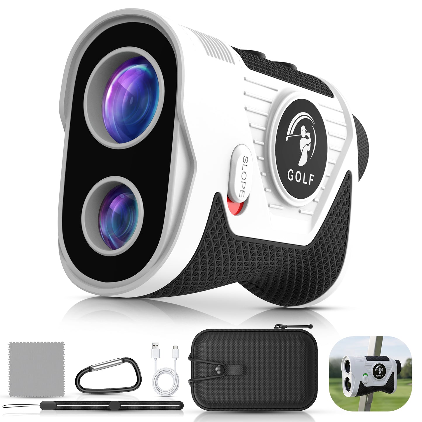 Golf Rangefinder with Slope - 1200Yards 7X Magnification with Flag Pole Locking Vibration, Rechargeable Battery with Magnet Stripe, Golf Accessories