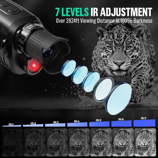 Night Vision Monocular, LAKWAR Infrared Digital Night Vision Scope for Hunting, 10X Zoom Save Photos & Video for Adults Hunting Camping, 32G Card