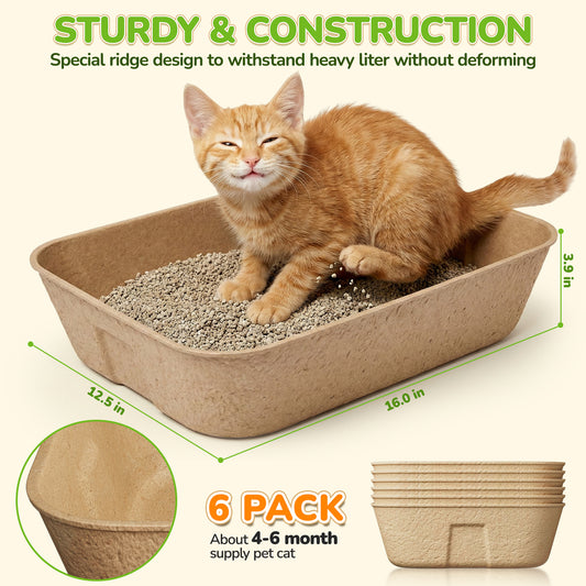 LAKWAR Disposable Litter Boxes-6 Pack Large