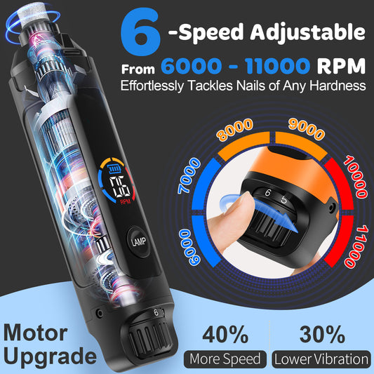 LAKWAR 6-Speed Dog Nail Grinder - Upgraded Pet Nail Grinder Super Quiet Rechargeable Electric Dog Nail Trimmer Painless Paws Grooming & Smoothing Tool for Large Medium Small Dogs(Gray)