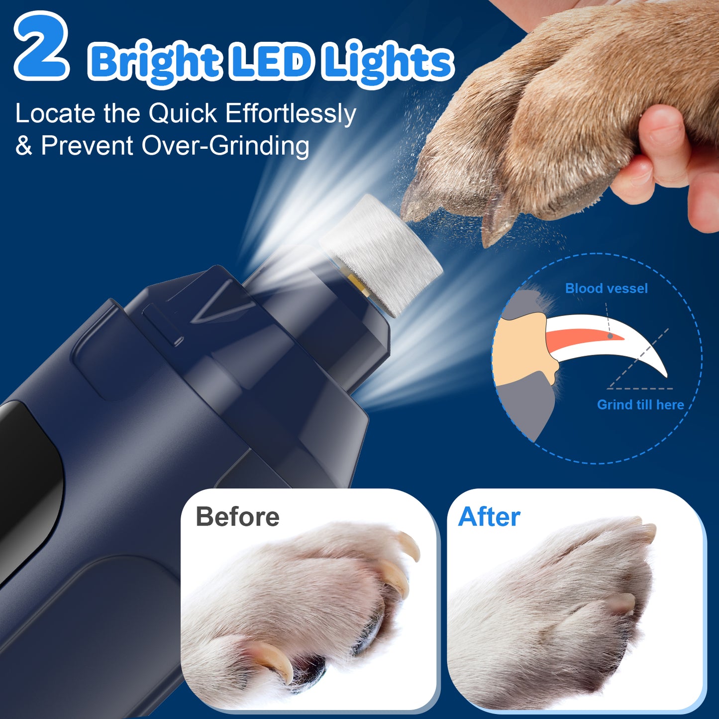 Dog Nail Grinder Upgraded,Professional 6-Speed Rechargeable Electric Dog Nail Clippers Pet Nail Trimmer Painless Paws Grooming & Smoothing for Small Medium Large Dogs & Cats