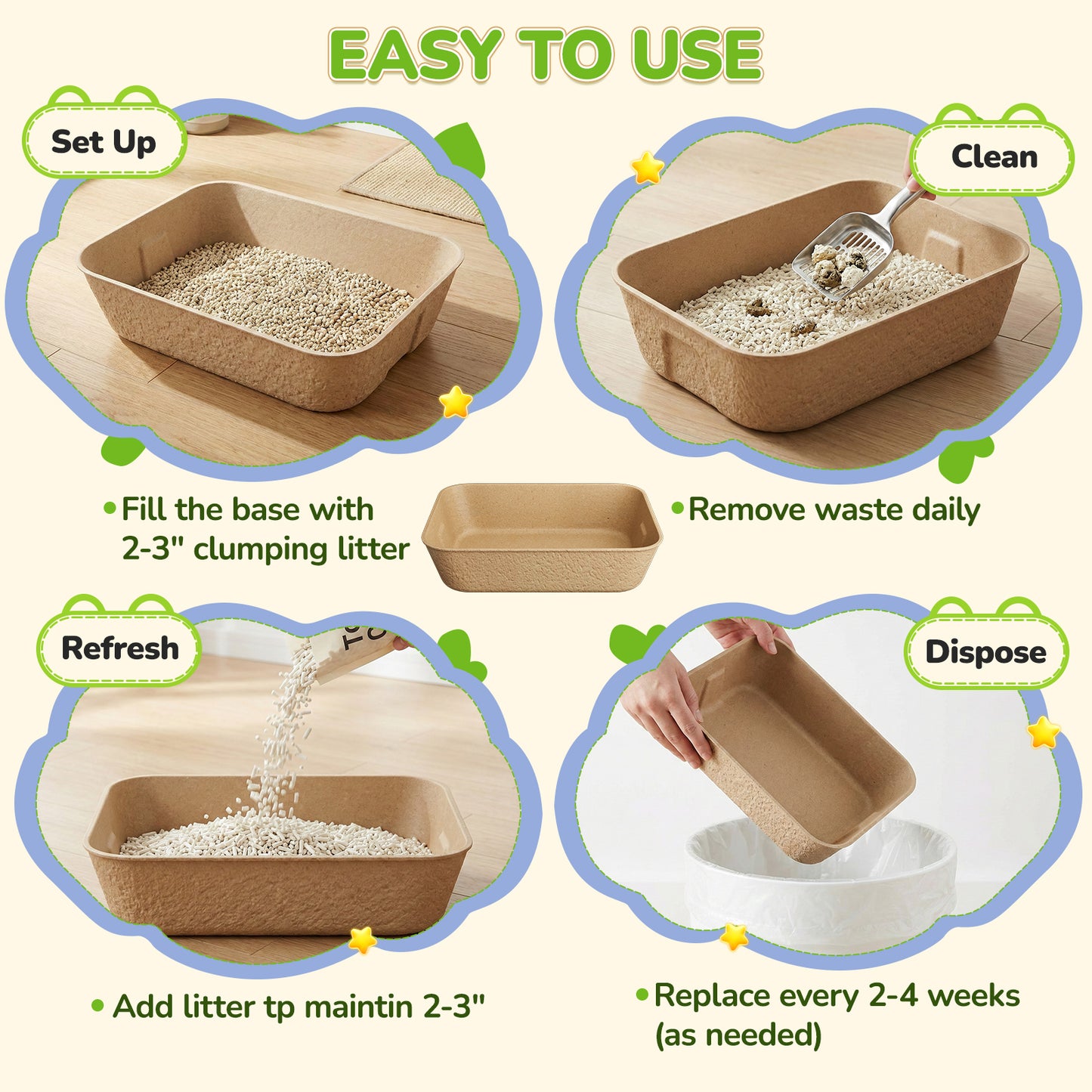 LAKWAR Disposable Litter Boxes-6 Pack Large