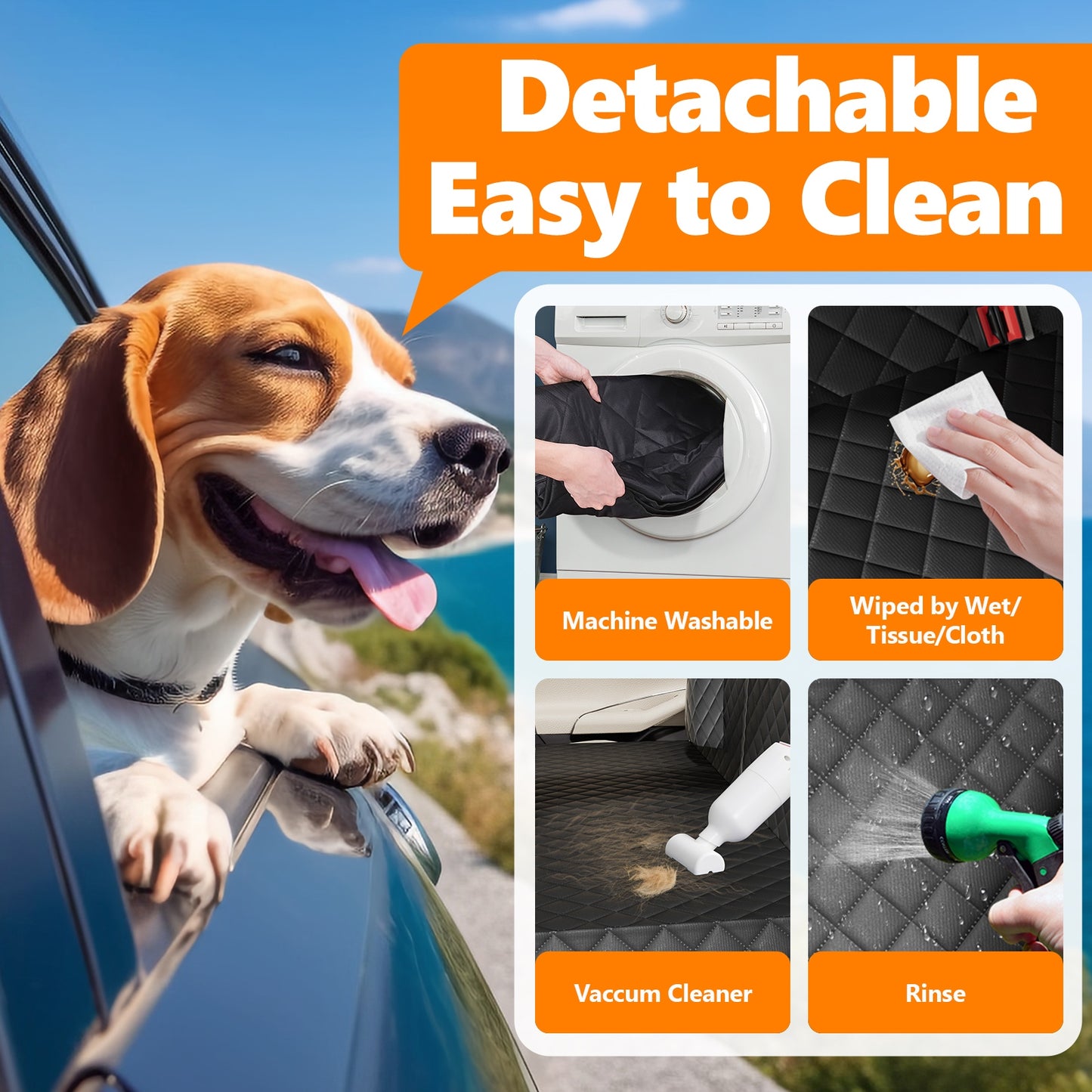 Dog Car Seat Cover-LAKWAR Non-slip Dog Car Bench with Seatbelt Waterproof Pet Car Seat Protector and Scratch-Resistant Dog Car Back Seat Protection