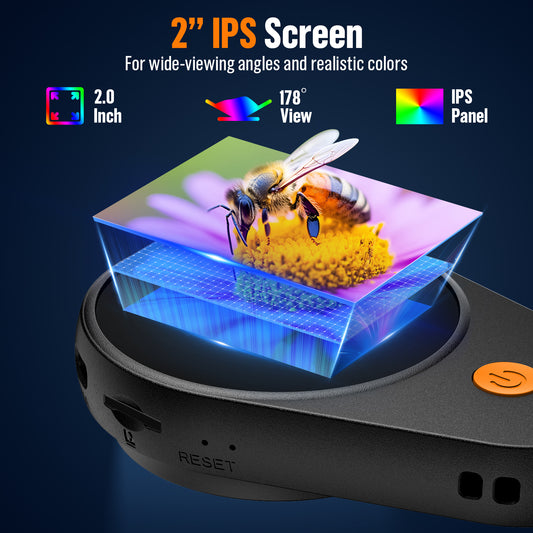 LAKWAR Handheld Microscope, 2.0 inch IPS Color Screen Digital Microscope 500x, Portable Magnifying Glass Jewelers Loupe Coin Magnifier for Collector,USB Compatible with PC Windows, Mac OS