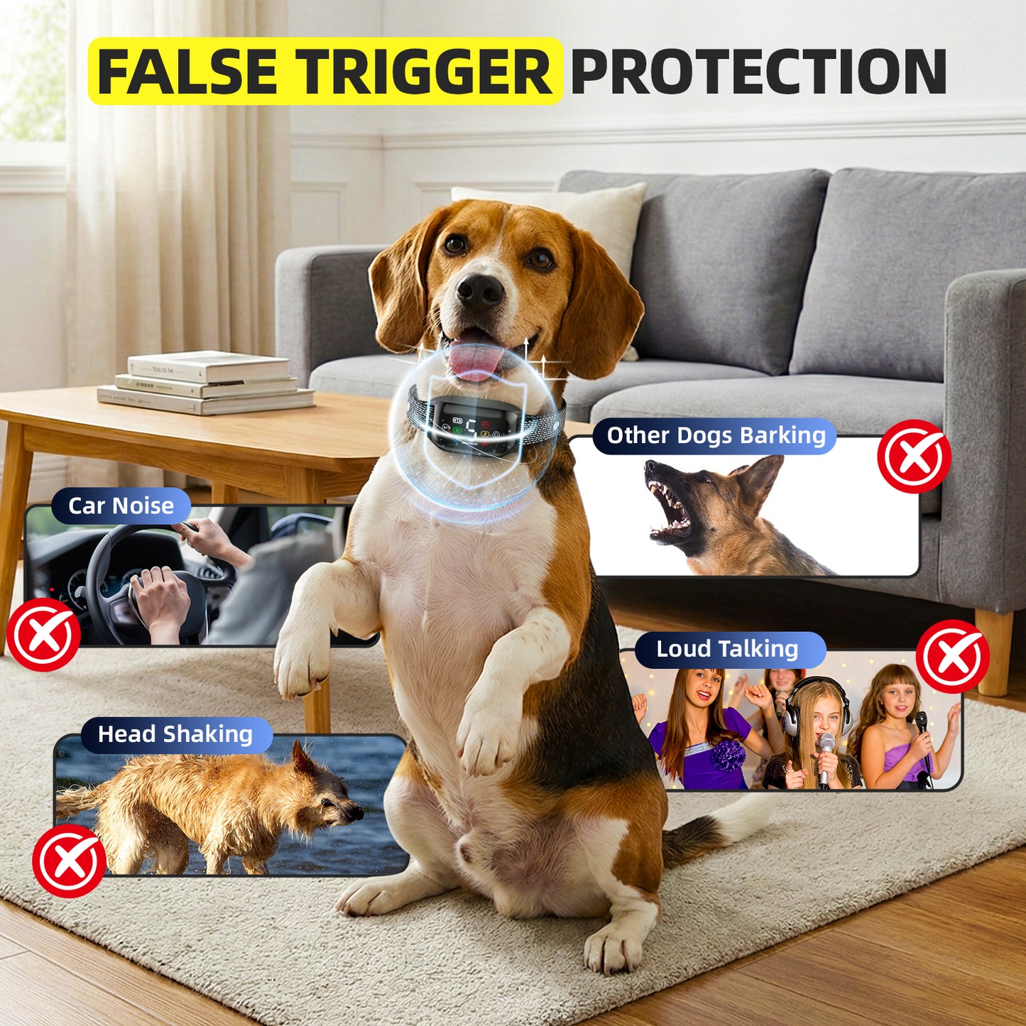 Bark Collar for Dogs 2 Pack,LAKWAR Rechargeable Stop Barking Training Collar with 8 Sensitivity,Bark Collar with Beep Vibration Shock