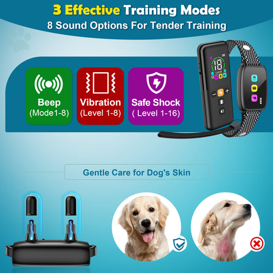 Dog Training Collar with Remote-Beep Collar for Dogs with 8 Sound Options Shock Vibration 2600ft Remote Control Safe Keyboad Lock