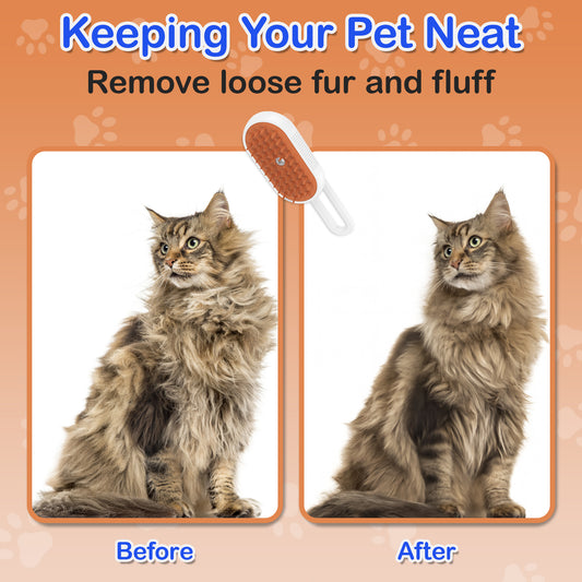 Cat Steam Brush for Shedding Dog Brush with Steam Pet Hair Cleaning Brush Comb for Spray 3 in 1 Pet Grooming for Long & Short Haired Pets – Spritz Defur Comb for Cat