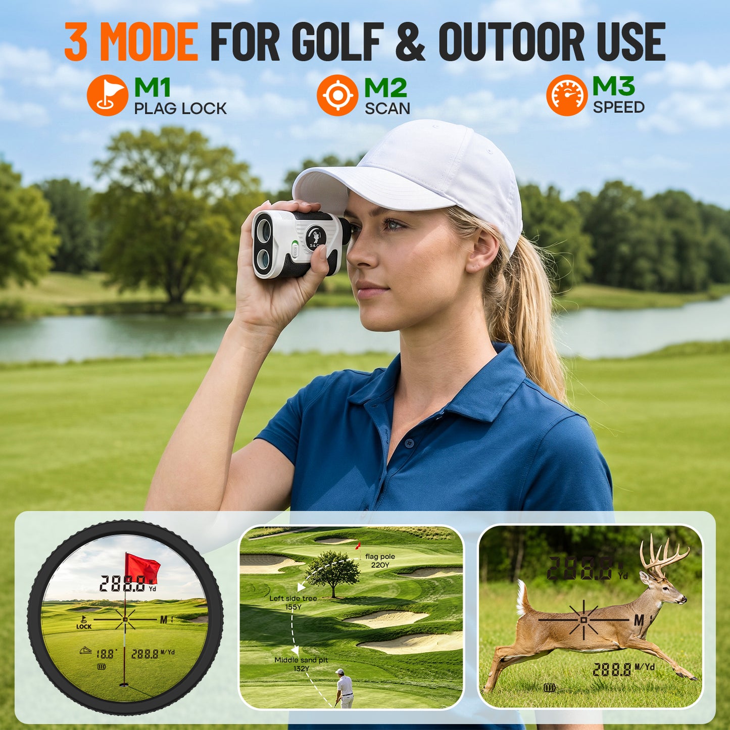 Golf Rangefinder with Slope - 1200Yards 7X Magnification with Flag Pole Locking Vibration, Rechargeable Battery with Magnet Stripe, Golf Accessories