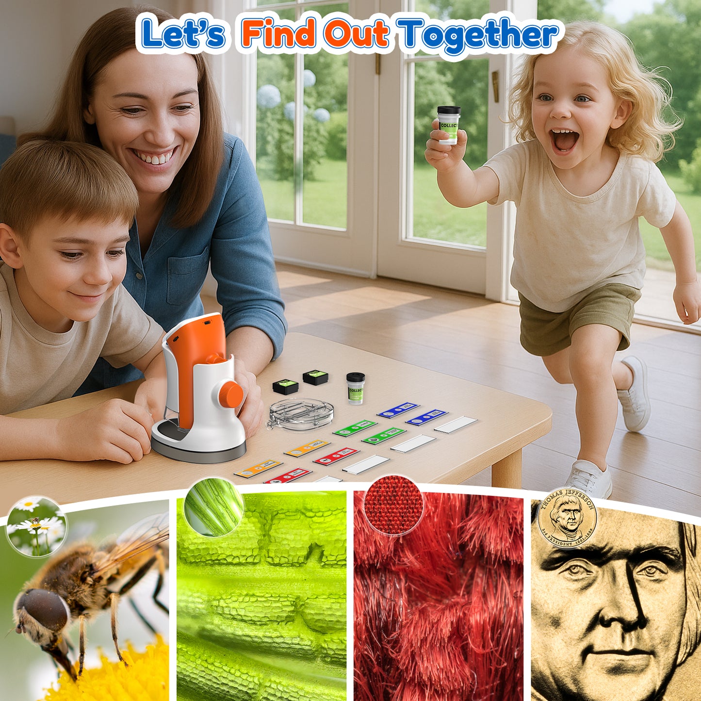 LAKWAR Handheld Microscope for Kids 100X-1000X-Digital Microscopes with 2'' Screen Portable Mini Microscope Camera Edu Science Kit Gift for Chirdren Student