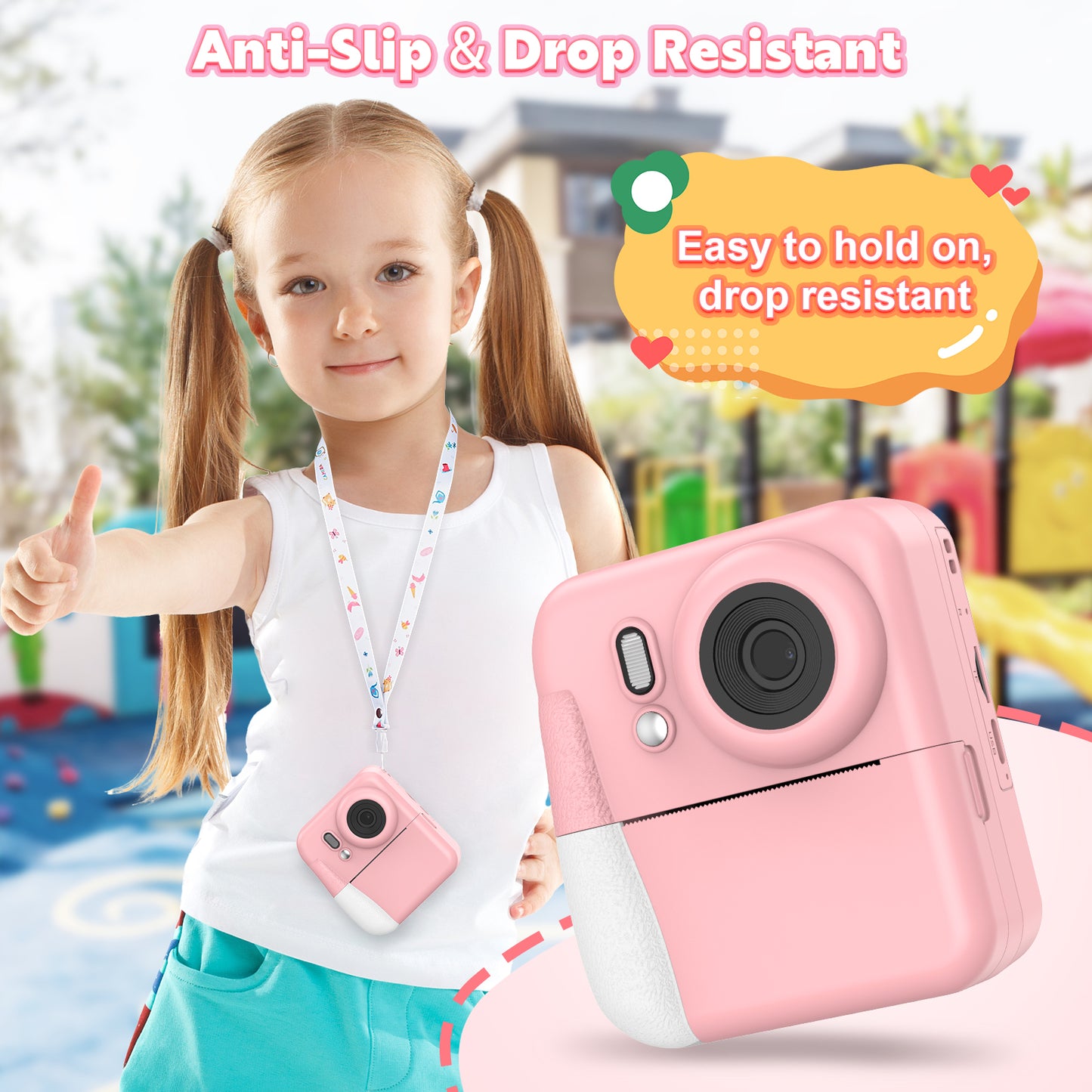 Kids Camera Instant Print-Dual-Lens Selfie Digital Camera for Boys and Girls with 3 Print Paper & 32G Card-Pink