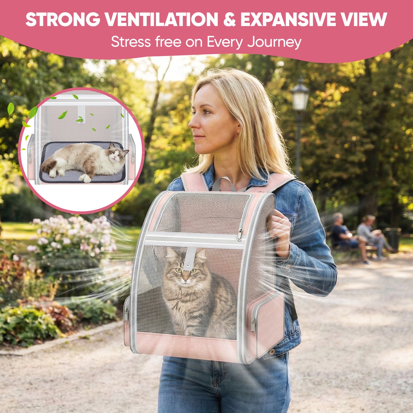 Cat Carrier Backpack Expandable Ventilated  Pet Carrier for Large Cat  Puppy Outdoor Travel Backpack with Breathable Mesh, Green