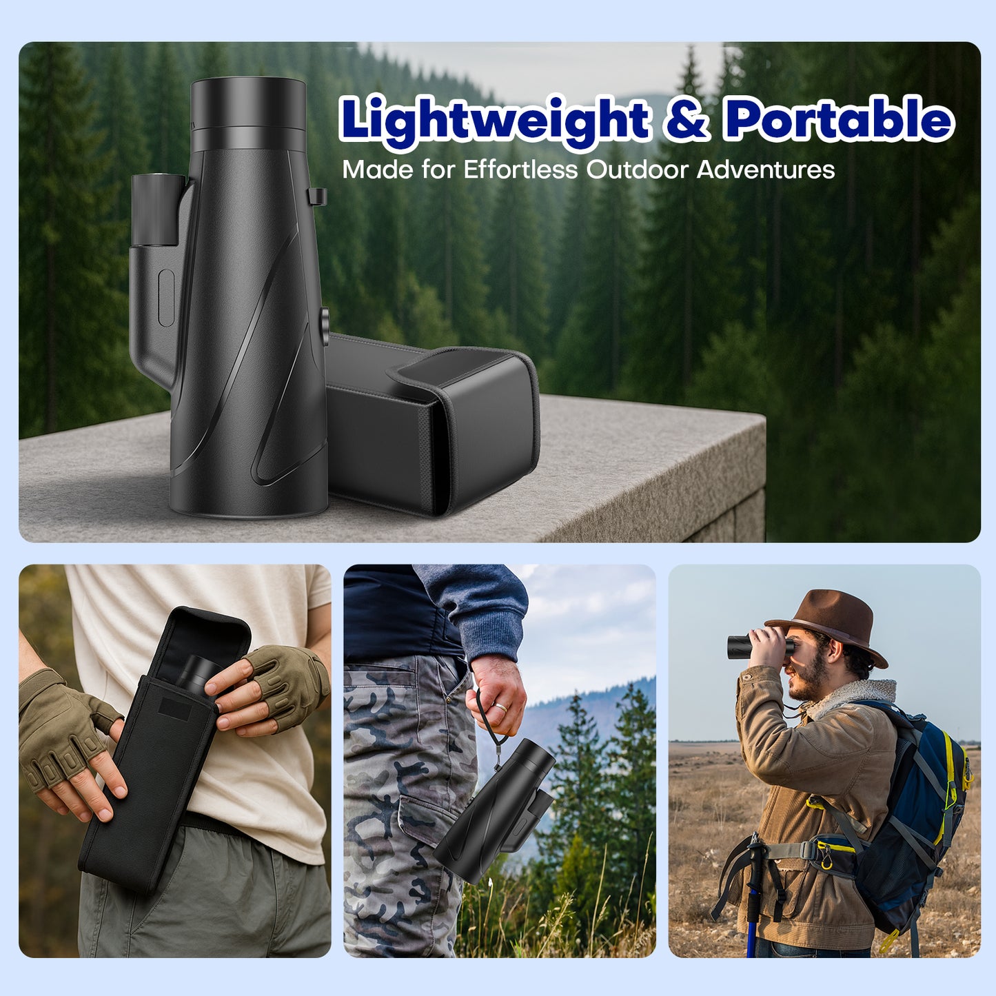 LAKWAR Monocular Telescope High Power 12x50 Monoculars Scope Compact Waterproof Fogproof Shockproof with Hand Strap for Adults Kids Bird Watching Hunting Camping Hiking Travling Wildlife Secenery