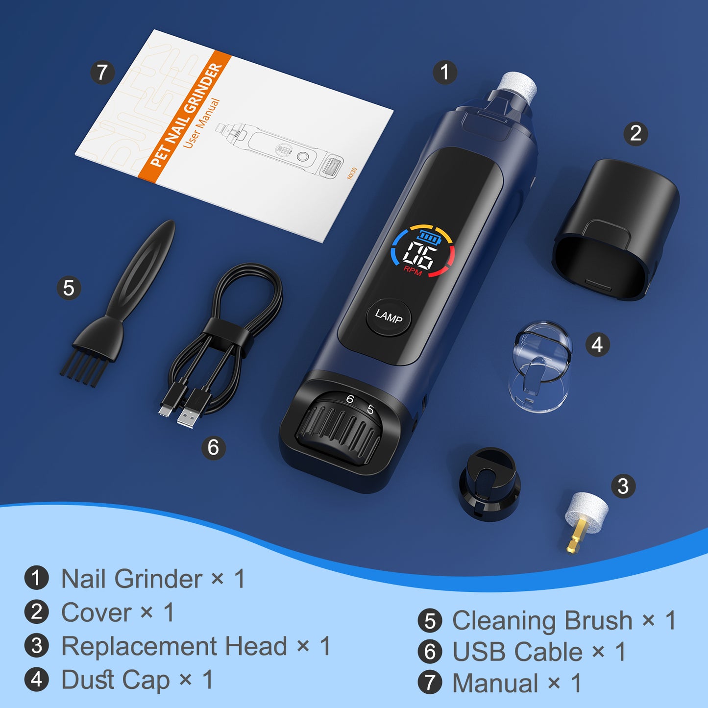 Dog Nail Grinder Upgraded,Professional 6-Speed Rechargeable Electric Dog Nail Clippers Pet Nail Trimmer Painless Paws Grooming & Smoothing for Small Medium Large Dogs & Cats