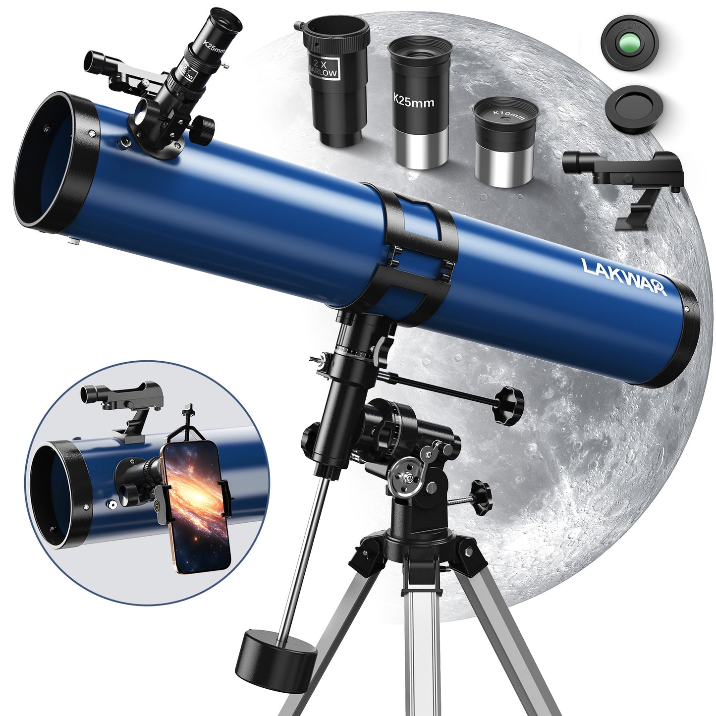 LAKWAR 114EQ Telescope, 900mm Reflector Telescopes for Adults, Professional Telescopes for Adults Astronomy (36X-180X）