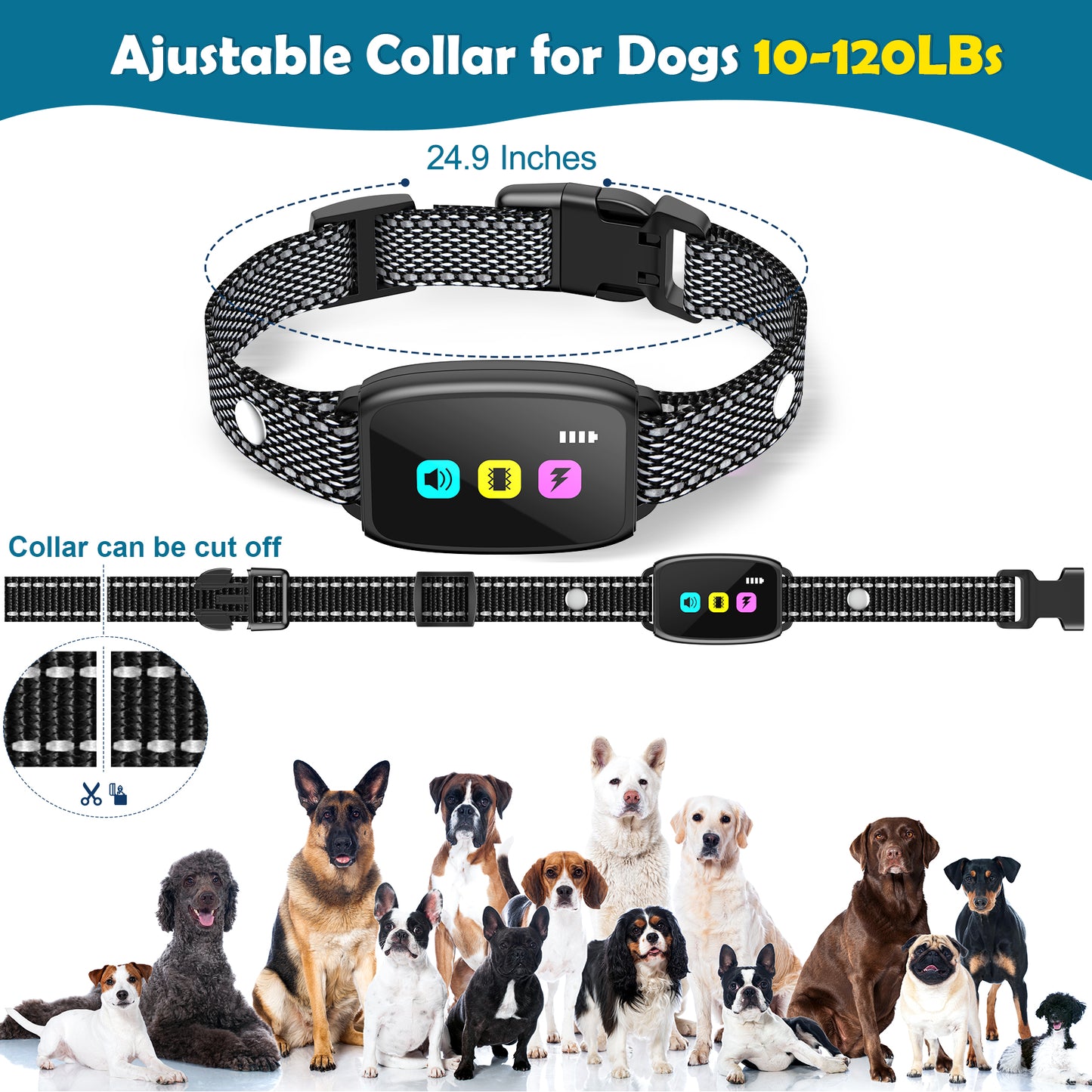 LAKWAR Dog Training Collar with Remote 2600FT, Training Collar with 8 Sound Options, Shock and Viration,IP67 Waterpoof,Safe Lock