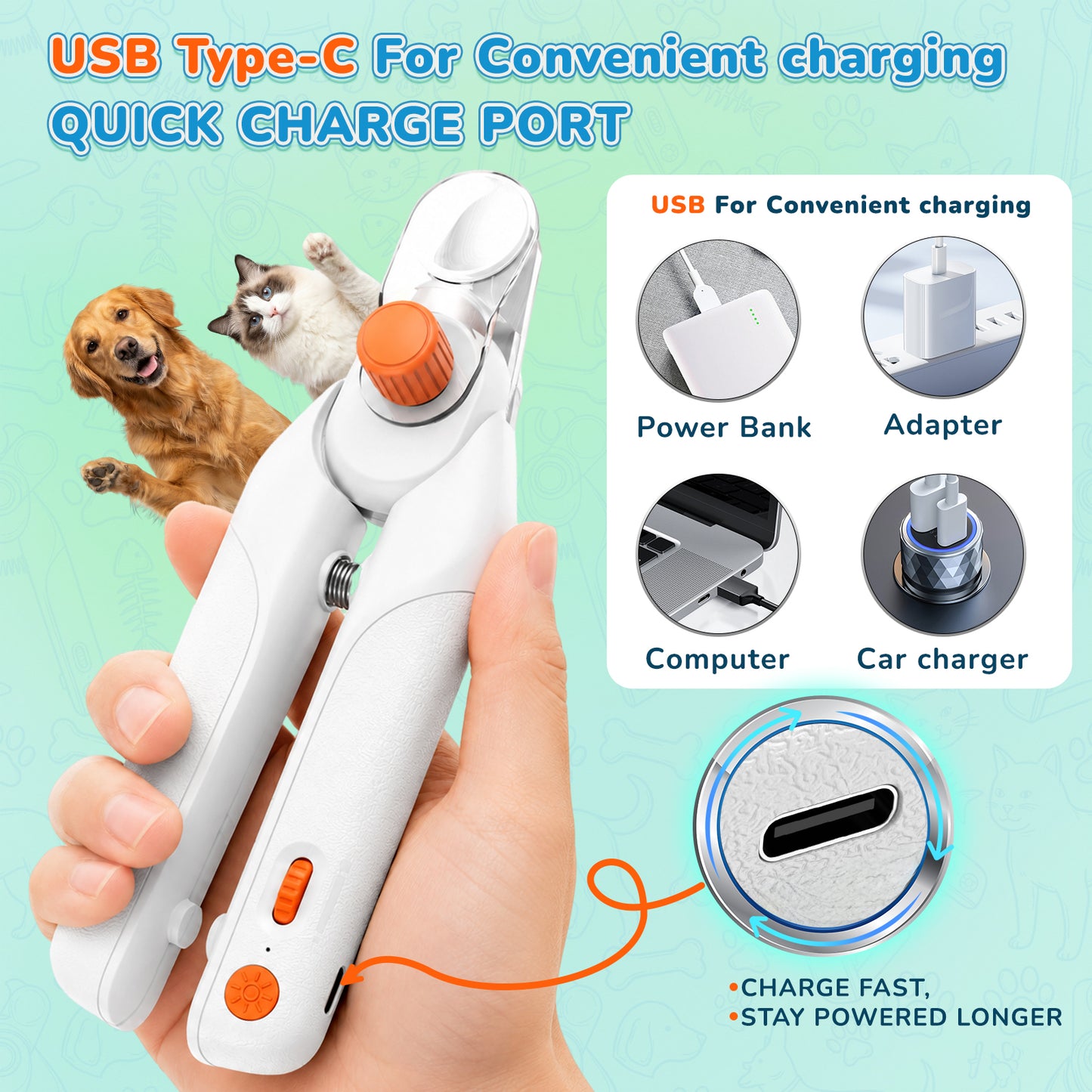 LAKWAR Professional Dog Nail Clipper - Lighted Dog Nail Trimmer for Large Dogs - Easy and Safe Pets Grooming Clippers - Cat Claw Trimmer with Nail File & Safety Guard