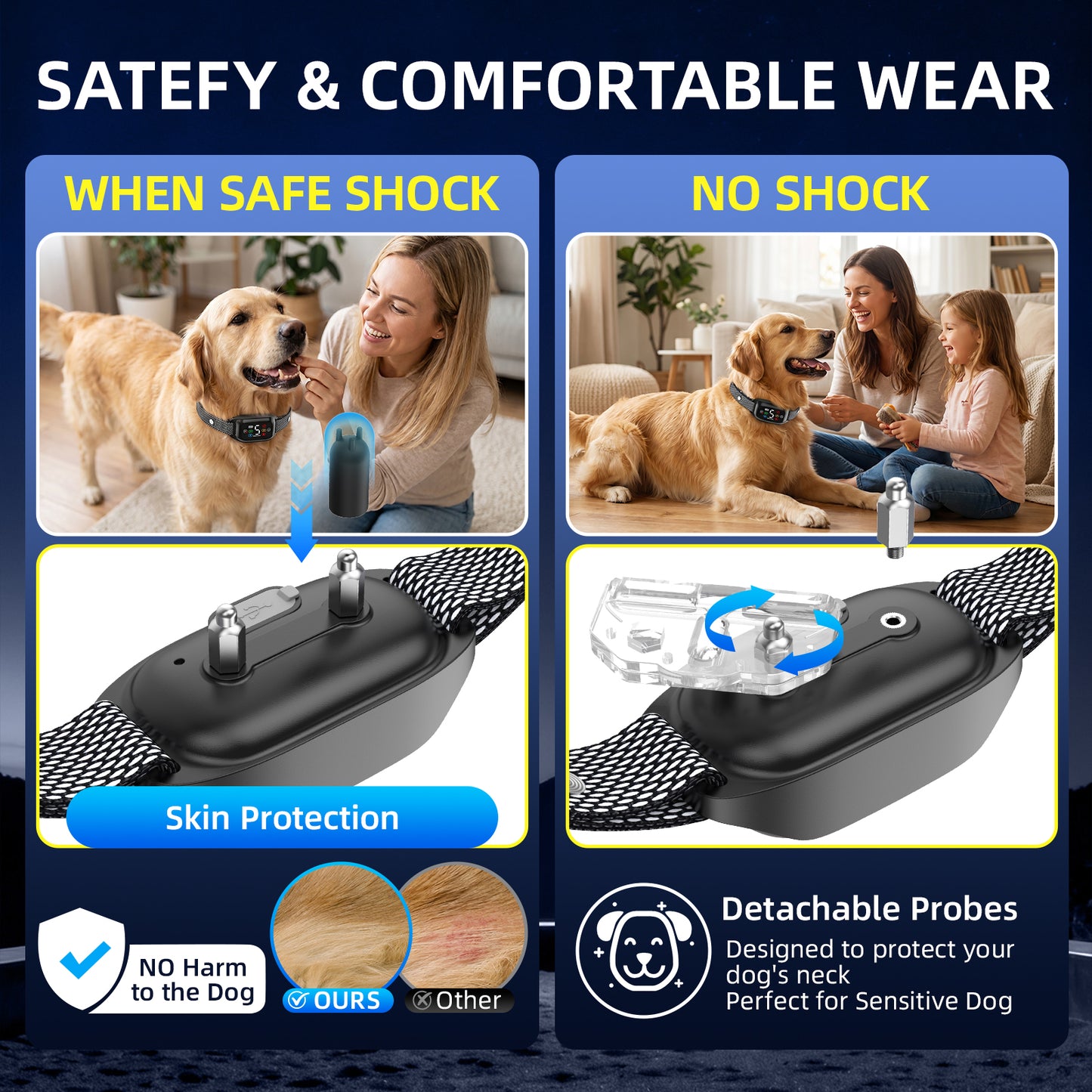 Bark Collar for Dogs 2 Pack,LAKWAR Rechargeable Stop Barking Training Collar with 8 Sensitivity,Bark Collar with Beep Vibration Shock