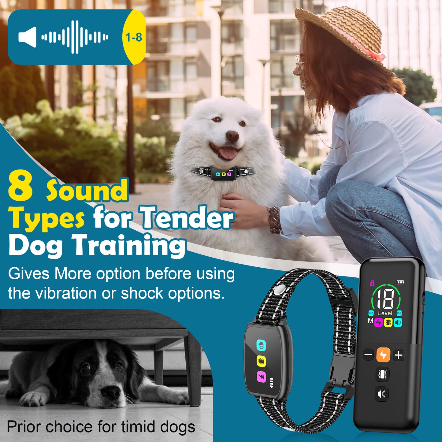 LAKWAR Dog Training Collar with Remote 2600FT, Training Collar with 8 Sound Options, Shock and Viration,IP67 Waterpoof,Safe Lock