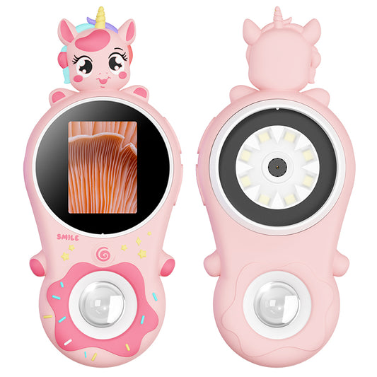 LAKWAR Kids Microscope, IPS 2'' Screen-500X Digital Microscope, Portable Microscope Science Kit Toy for Children Students (Pink)