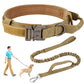 LAKWAR Tactical Dog Collar and Leash Set, Adjustable Military Training Nylon Dog Collar with Handle and Heavy Metal Buckle for Medium and Large Dogs (XL, Khaki-Set)