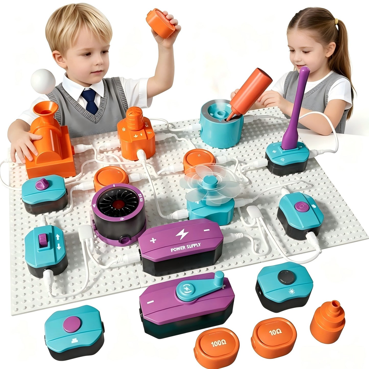 Electronics Exploration Kit-Science Kits for Kids - 45 Circuit Parts, STEM Educational Toy Gifts for Kid Boys Girls Ages 3 4 5 6 7 8 9 10 11 12