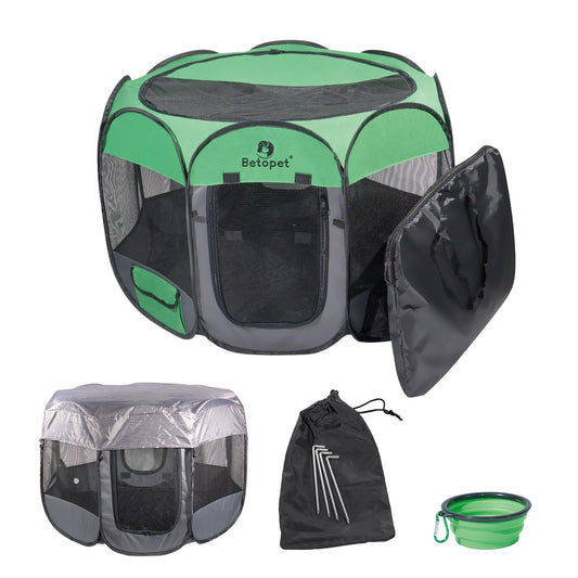 Dog Playpen with Sunproof Cover  Dog Playpen Pet Playground/Kennel Outdoor/Indoor Portable Foldable Waterproof Tent Crate Cage